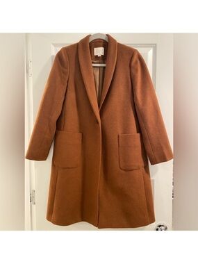 Petite LOFT Rust Wool-Blend Shawl Collar Pea Coat